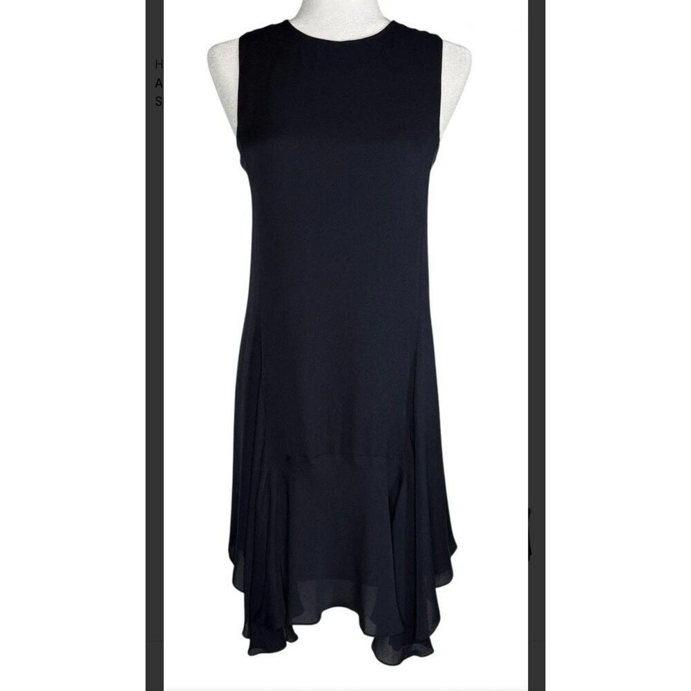 A.L.C. Navy 100% Silk Sleeveless Knee-Length Dress Sz 8 Asymmetric Hem